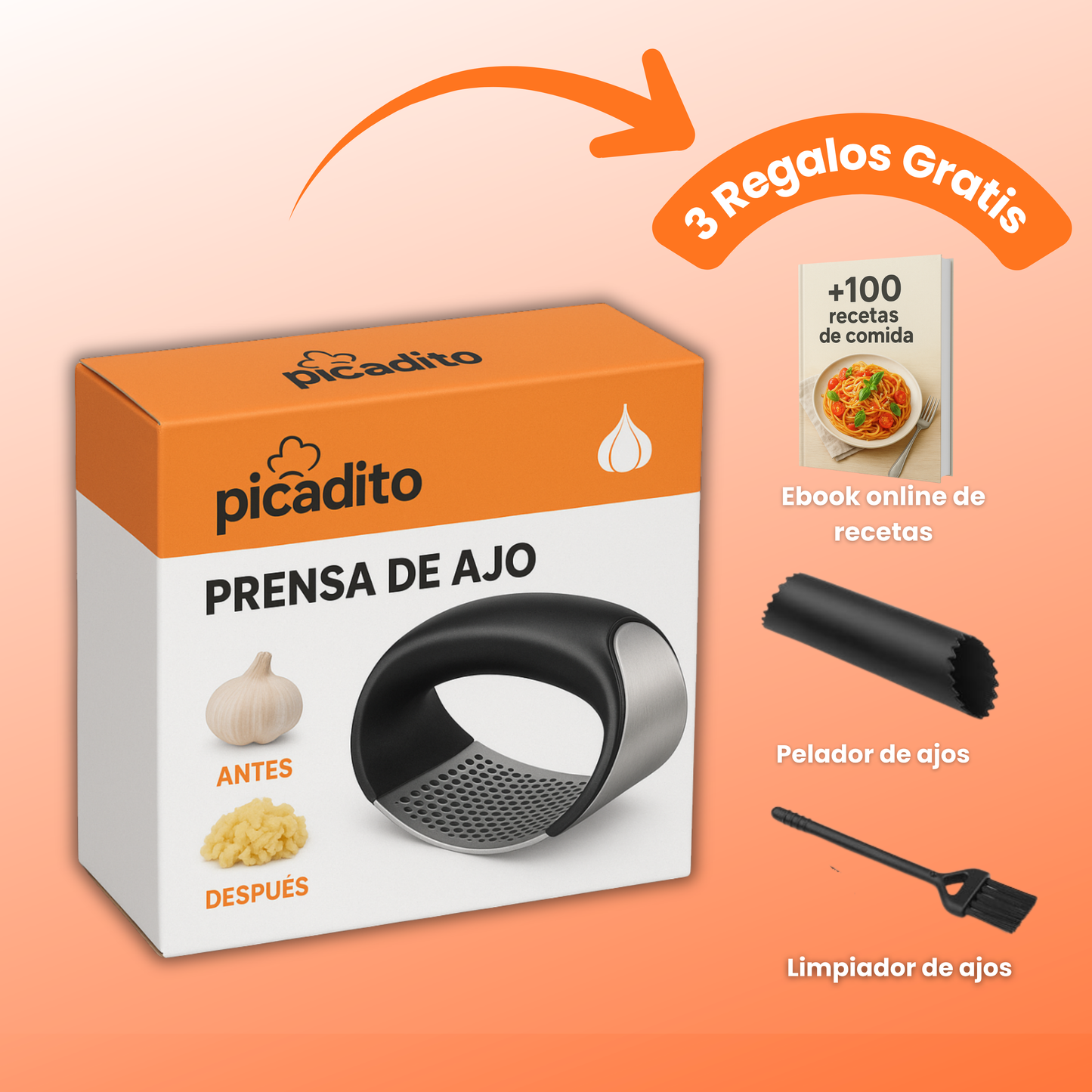 Picadito™ Triturador Acero Premium | Ajo Listo en 3 Segundos