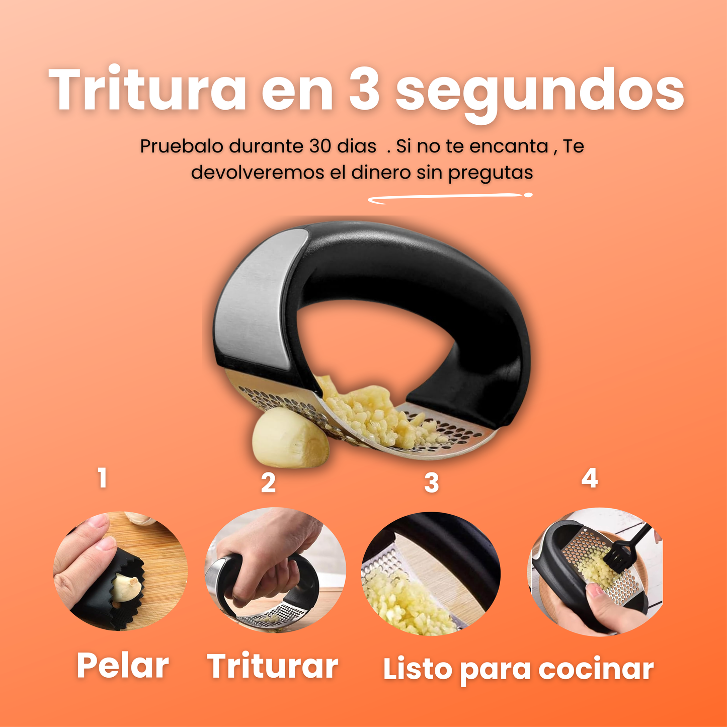 Picadito™ Triturador Acero Premium | Ajo Listo en 3 Segundos